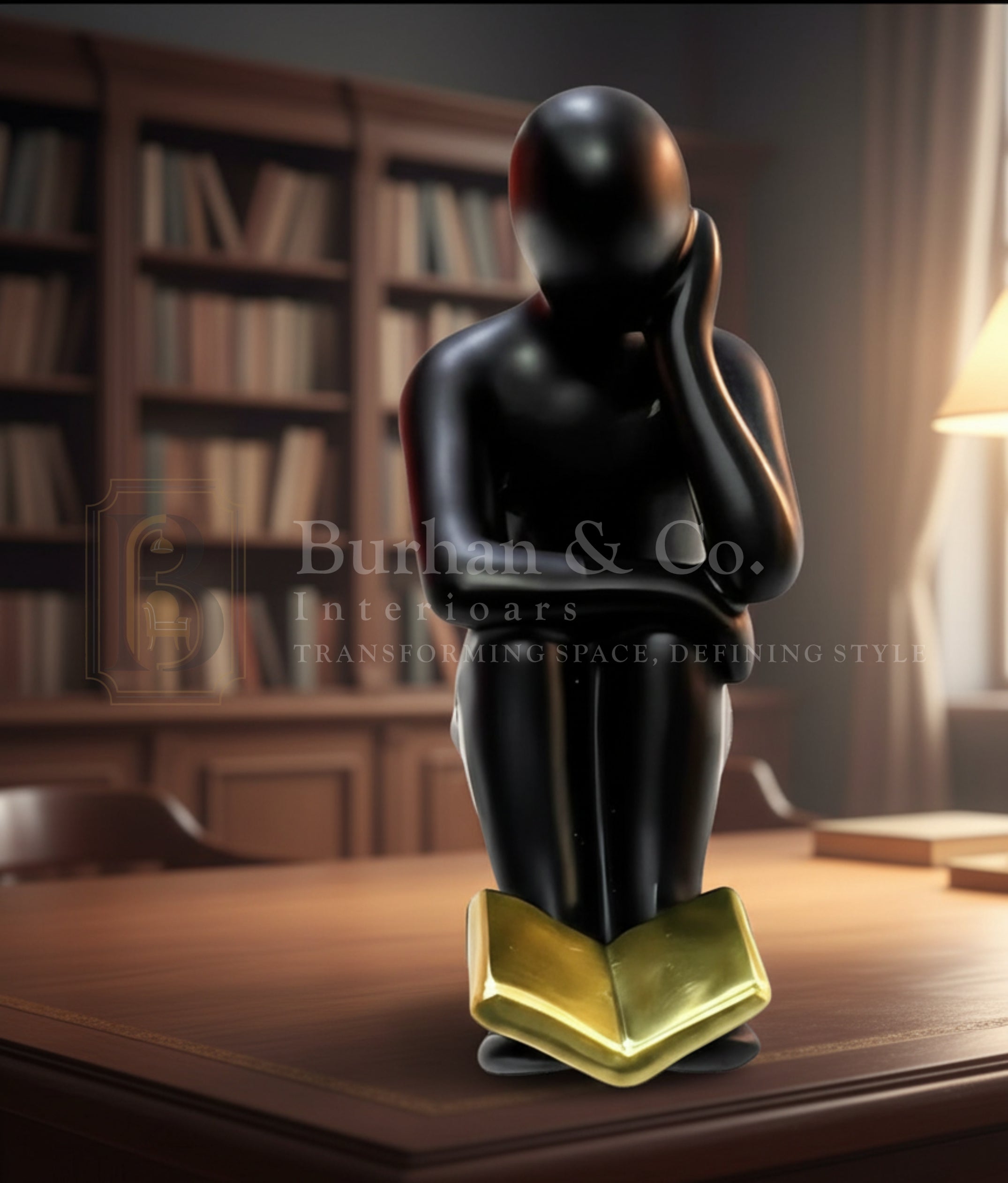 Abstract Reader statue with Golden Book