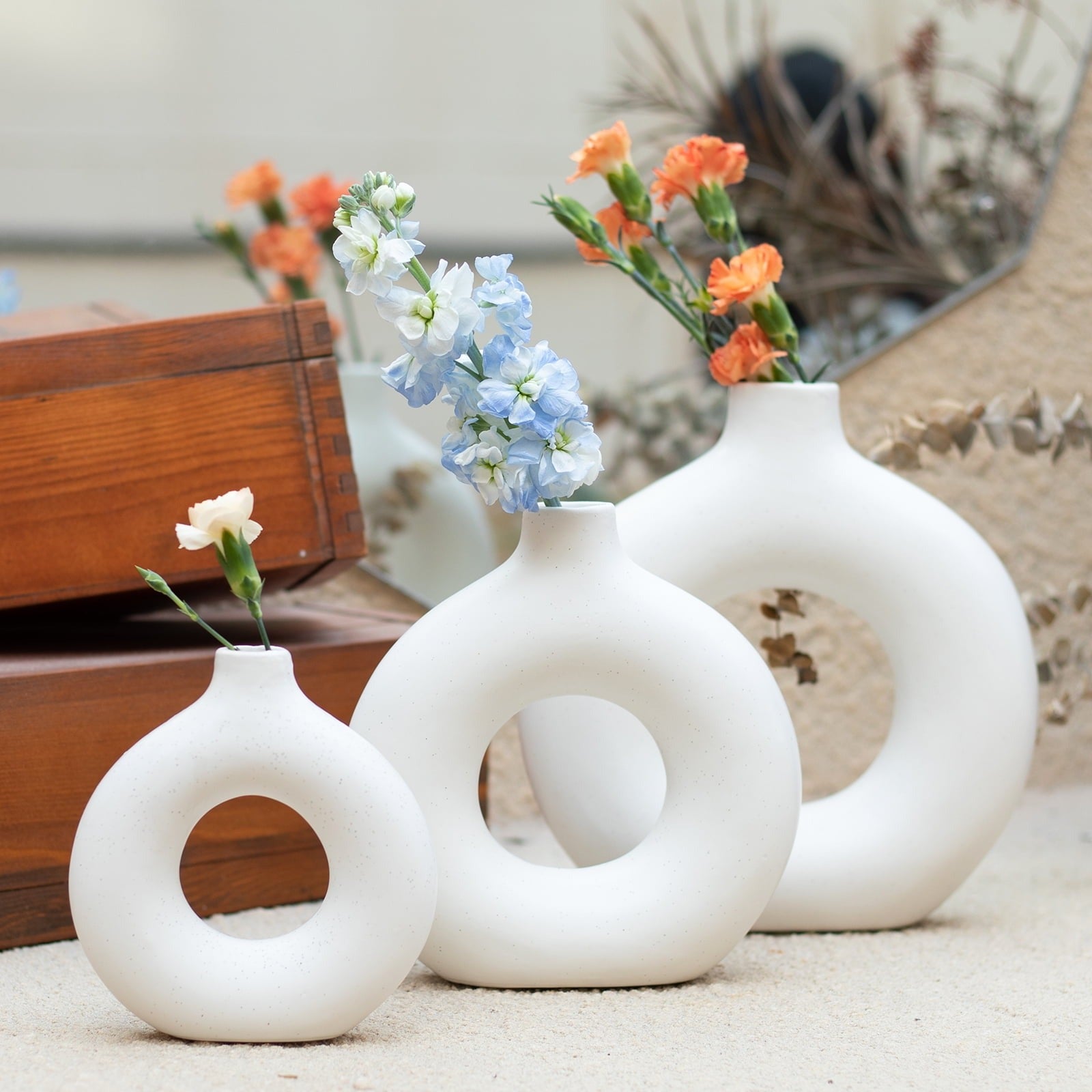 Ceramic Donuts Vases  Set of 3