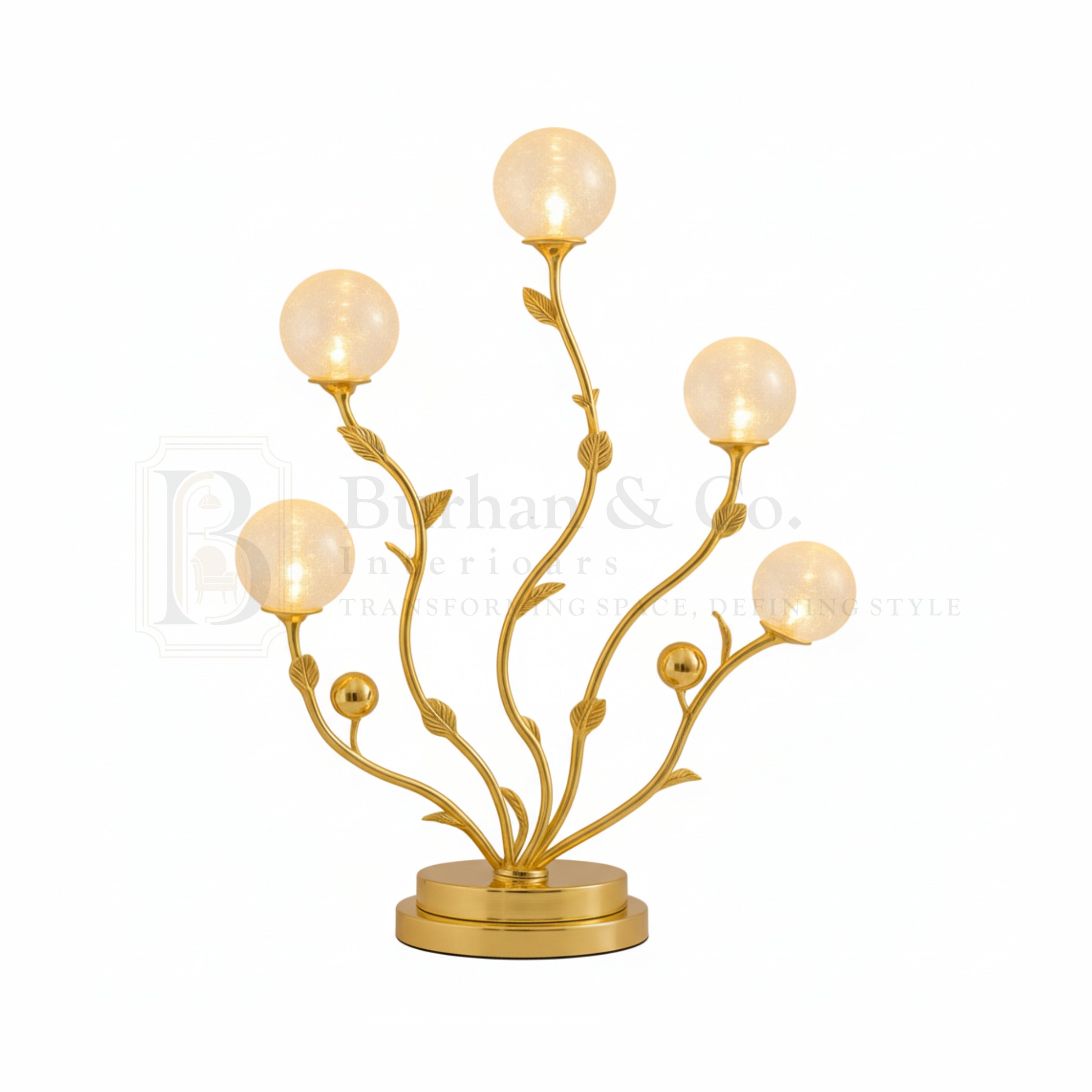 LUXURY Gold Branch Crystal Globe Lamp - Elegant Entryway Accent Light