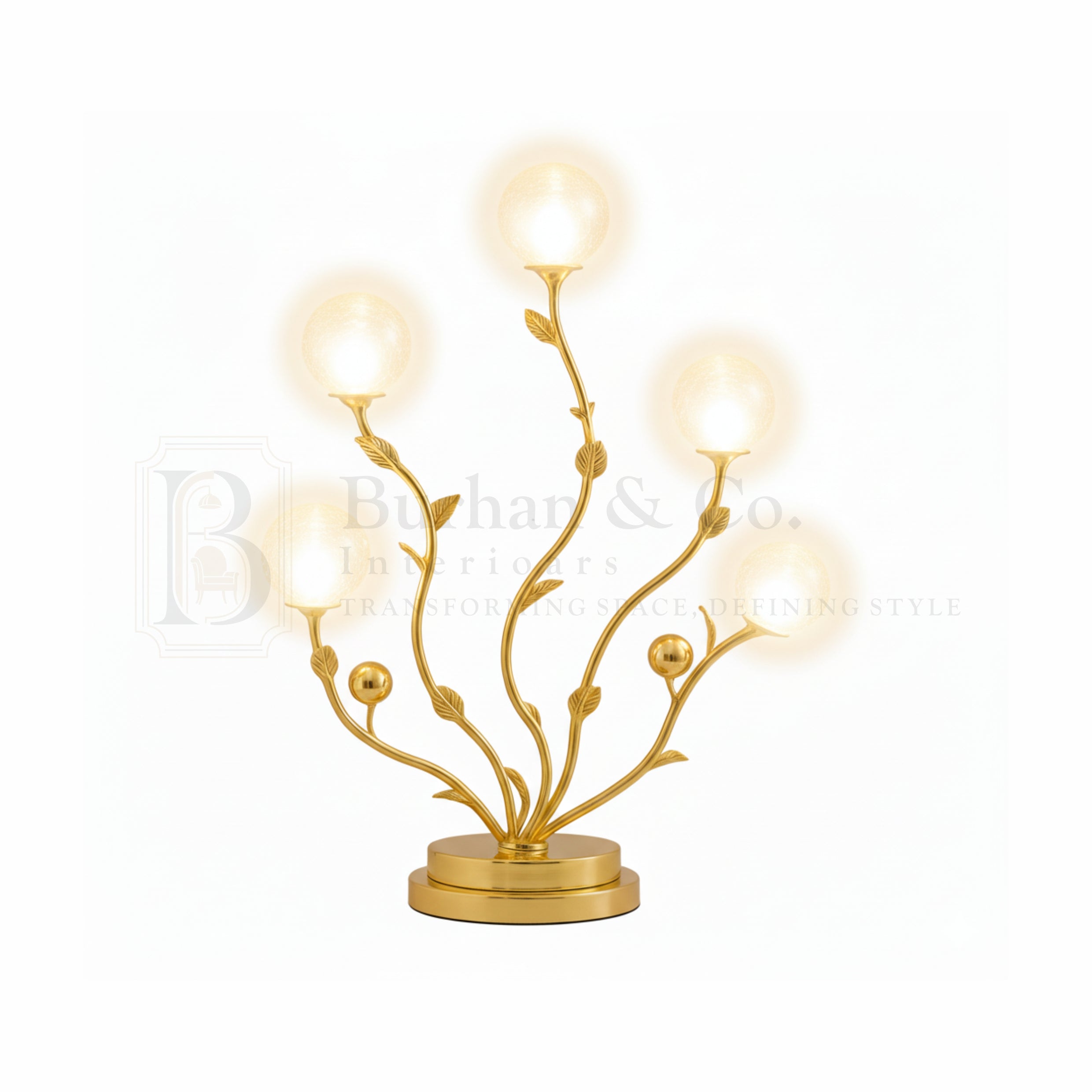 LUXURY Gold Branch Crystal Globe Lamp - Elegant Entryway Accent Light