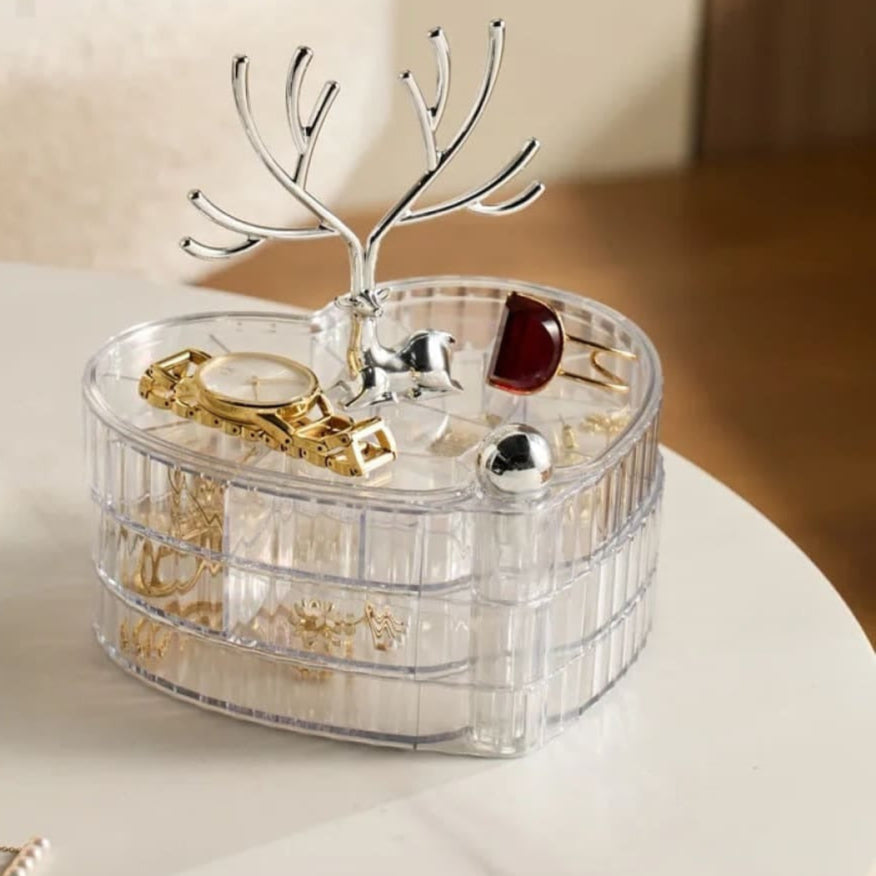 3-LAYER  ACRYLIC HEART SHAPE JEWELLERY STORAGE BOX