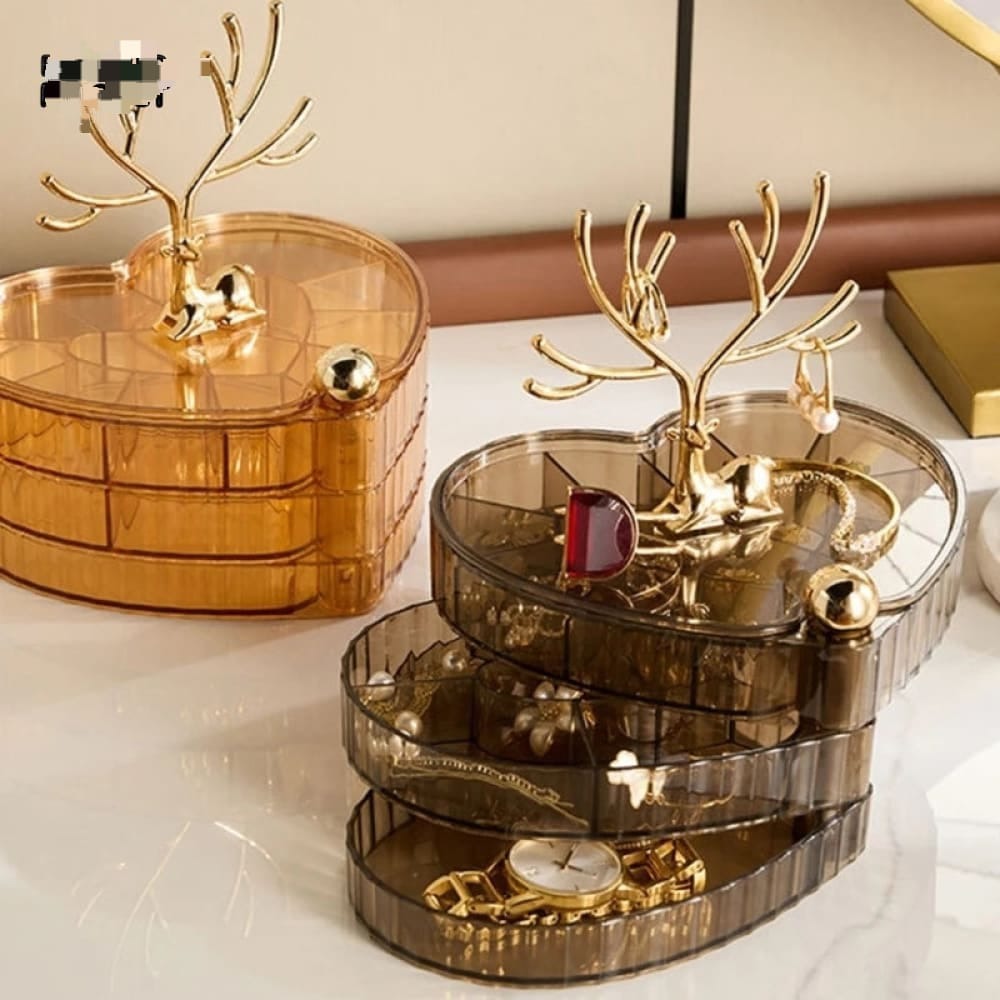 3-LAYER  ACRYLIC HEART SHAPE JEWELLERY STORAGE BOX