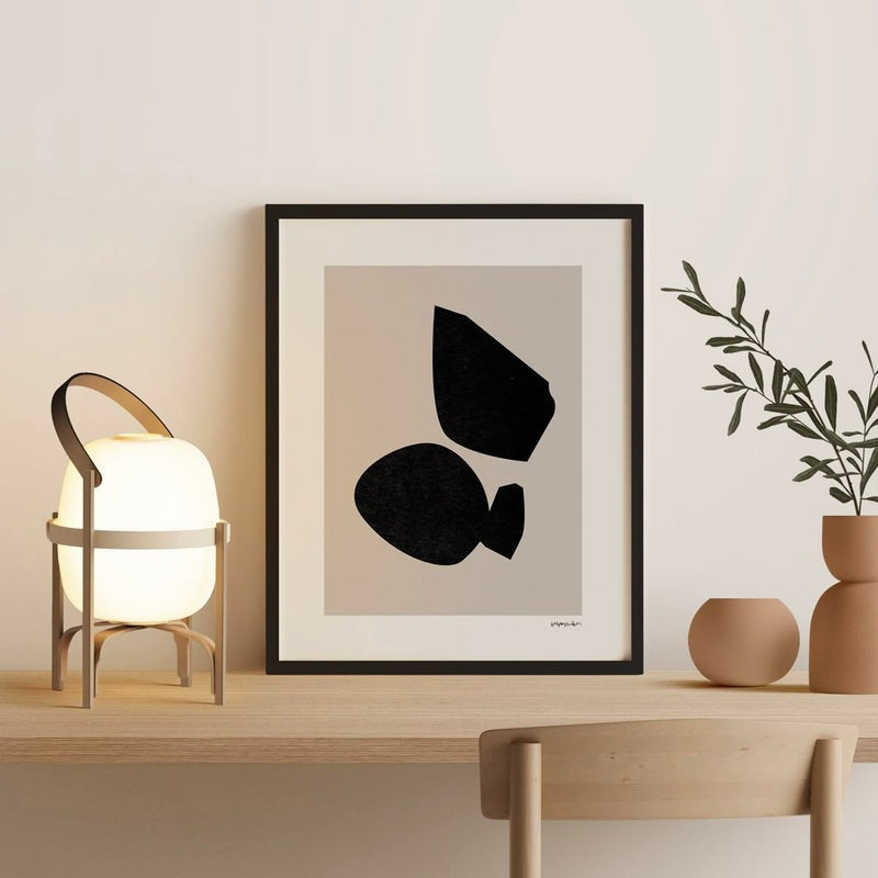 Elegant Minimalist Black & Beige Frame - 9x12 Inch Wall Art