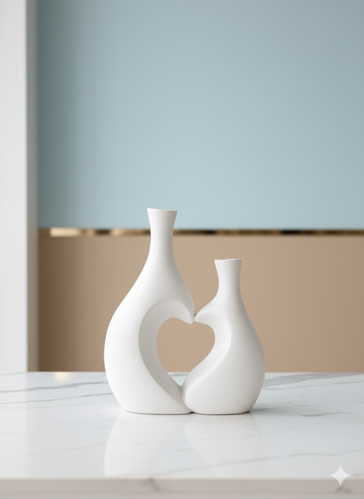Romintic Heart Duo Luxury Ceramic Vase Set