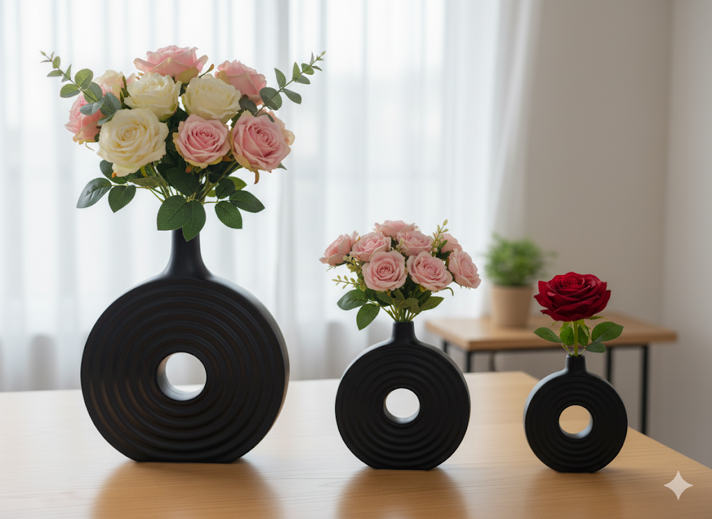 Luxury Black Spiral Decorative Vase