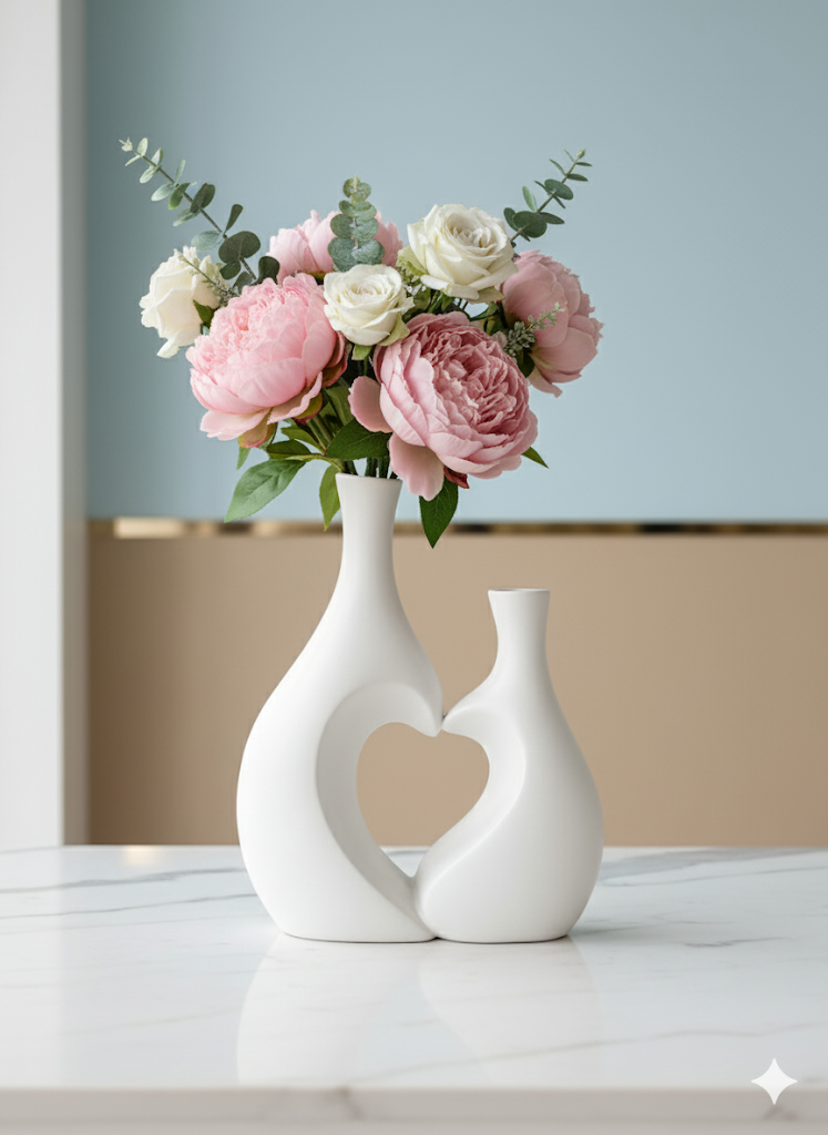 Romintic Heart Duo Luxury Ceramic Vase Set