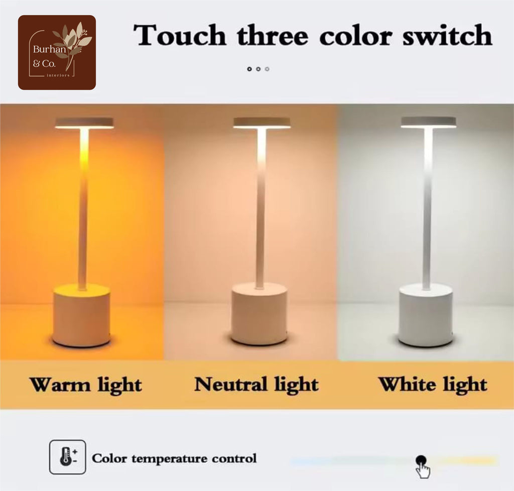 Modern LED Touch Desk Lamp – USB Rechargeable, Adjustable Brightness – Assorted Colours
