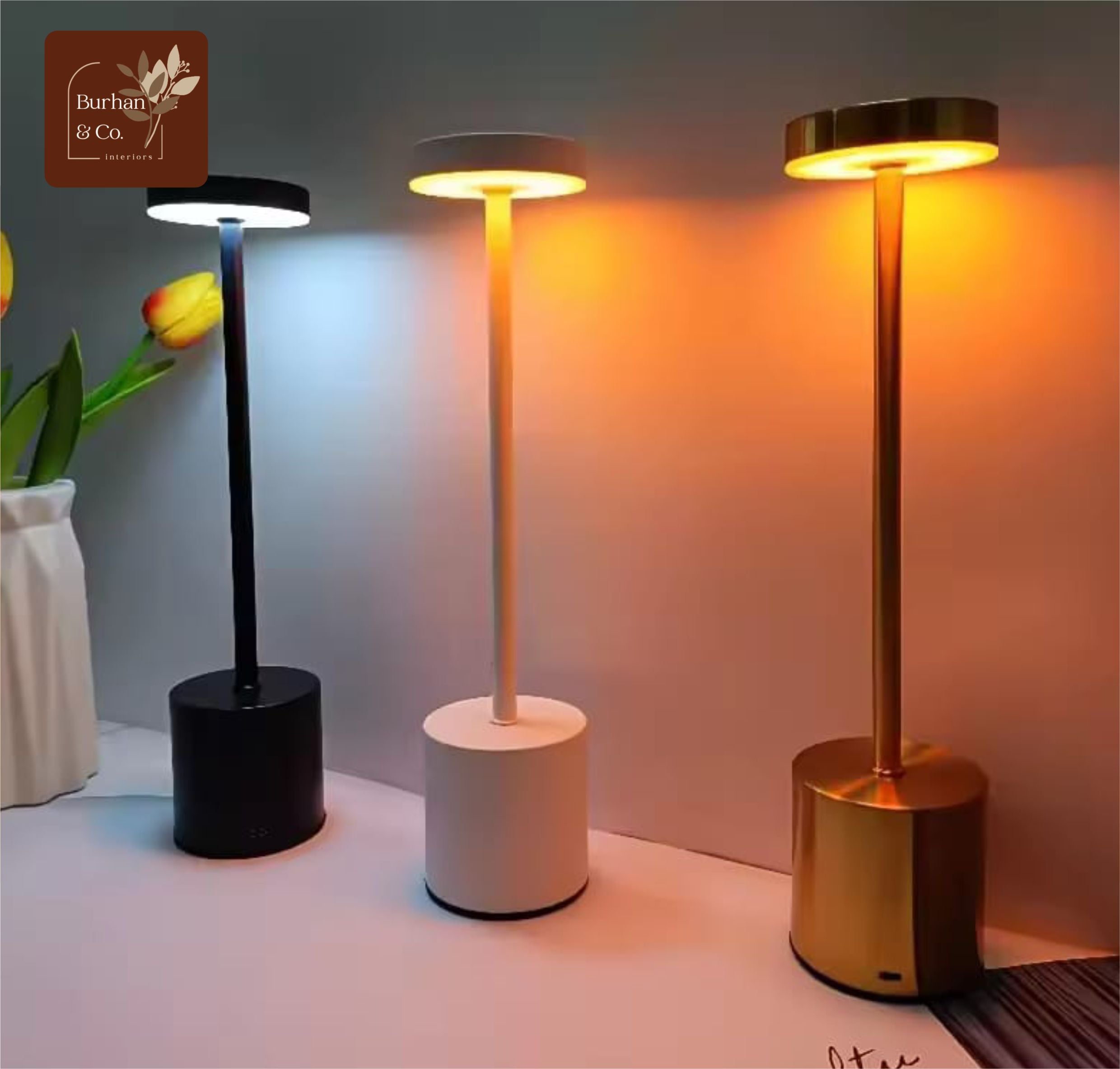 Modern LED Touch Desk Lamp – USB Rechargeable, Adjustable Brightness – Assorted Colours