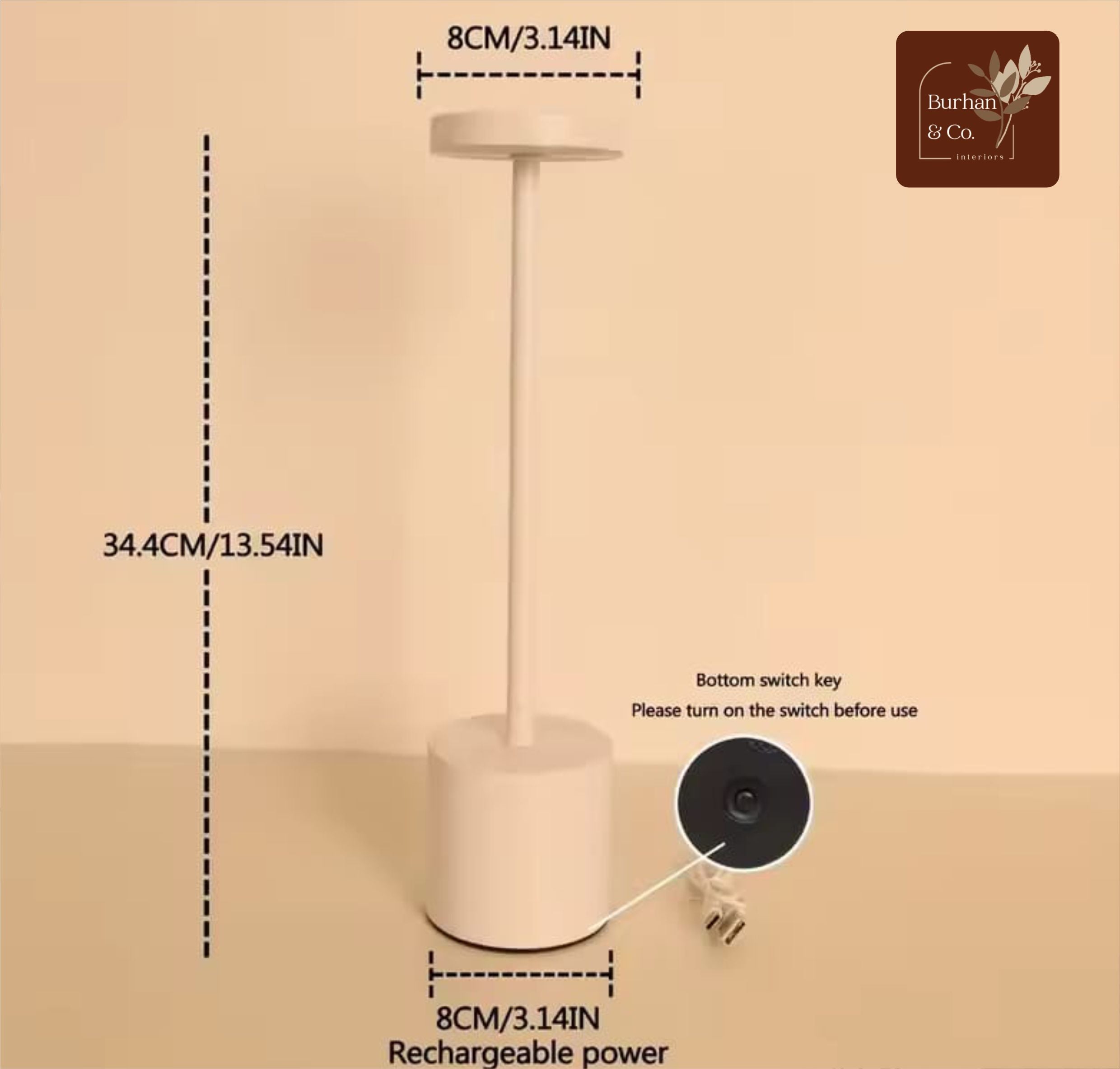 Modern LED Touch Desk Lamp – USB Rechargeable, Adjustable Brightness – Assorted Colours