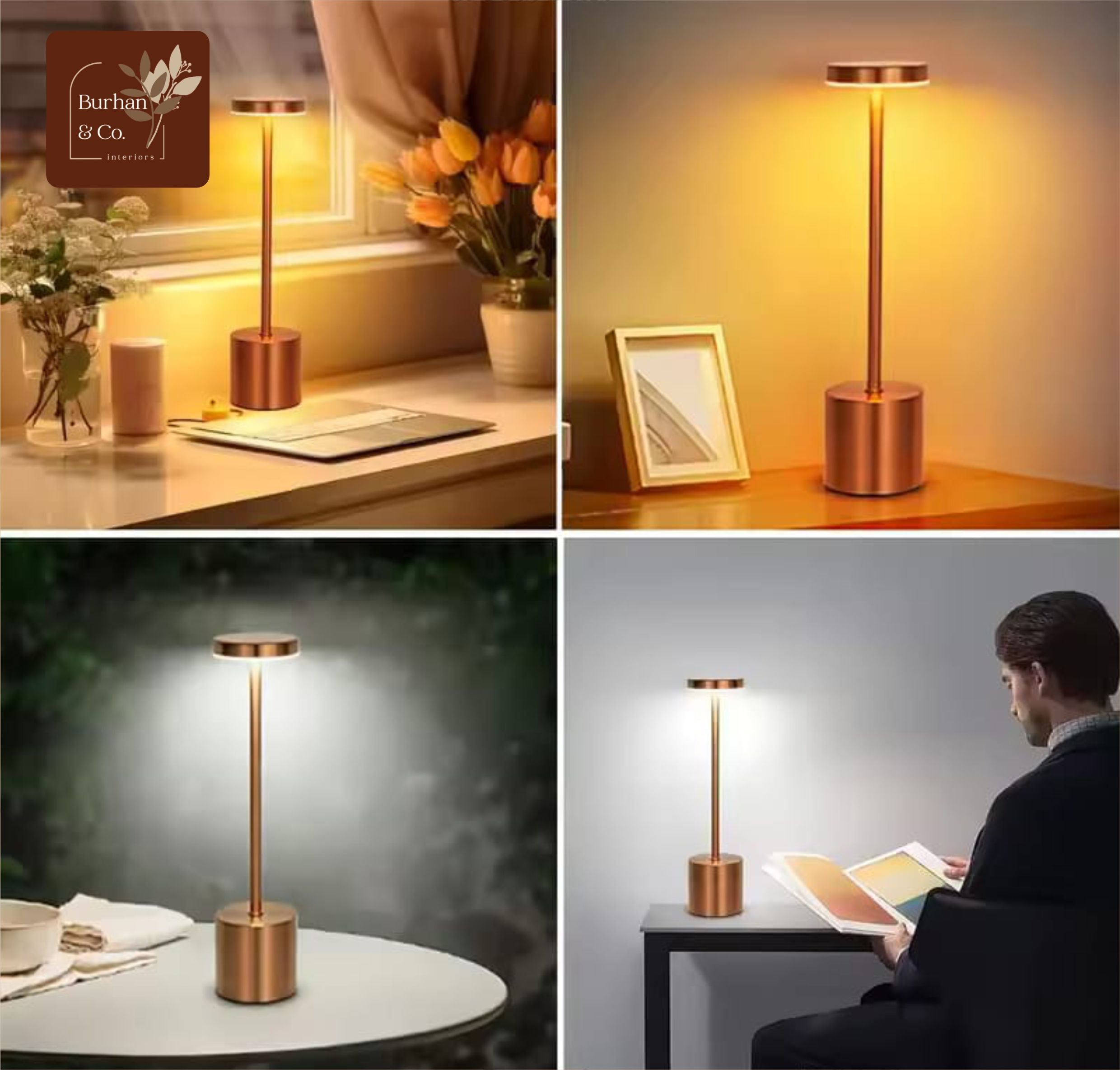 Modern LED Touch Desk Lamp – USB Rechargeable, Adjustable Brightness – Assorted Colours
