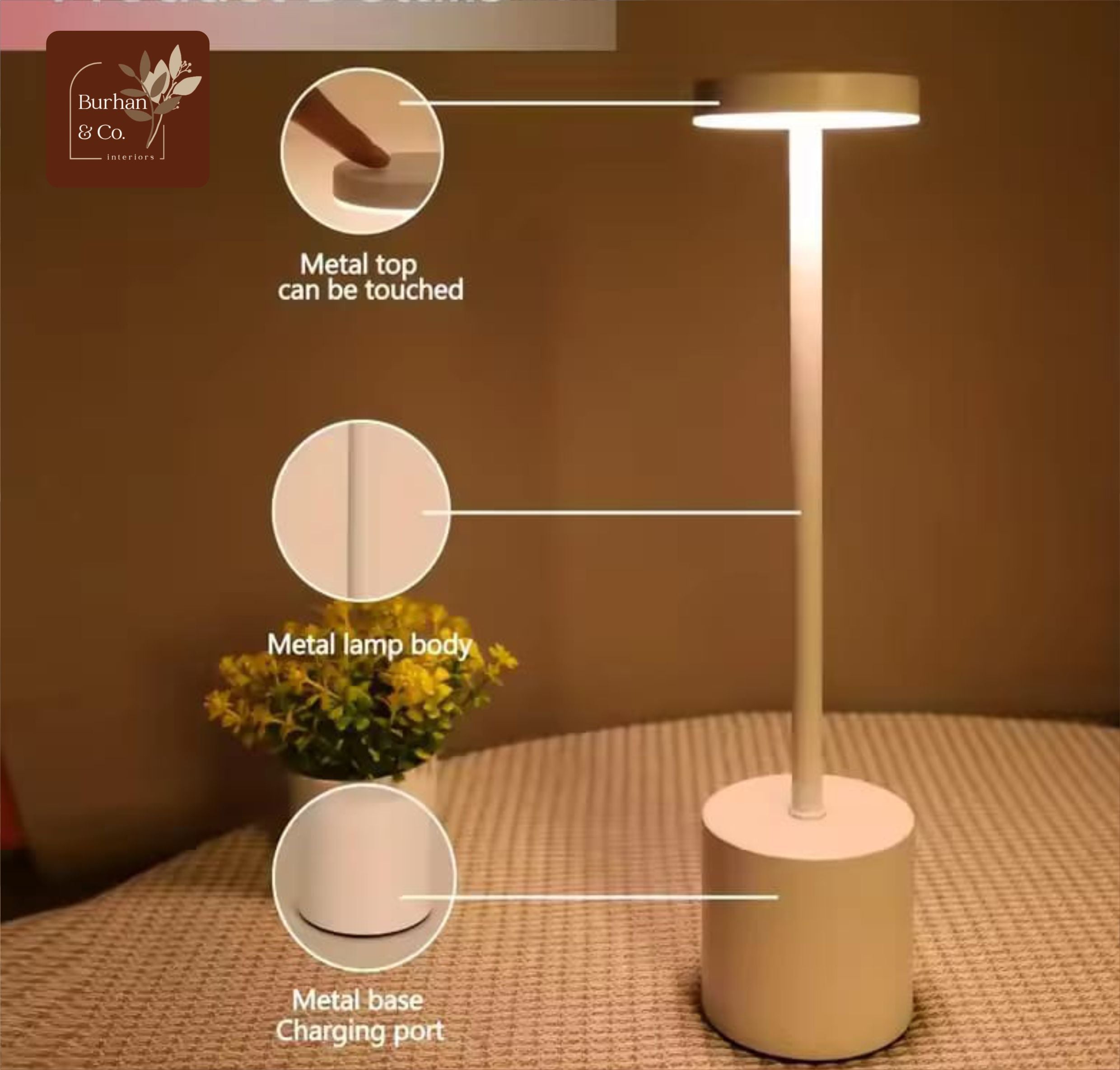 Modern LED Touch Desk Lamp – USB Rechargeable, Adjustable Brightness – Assorted Colours