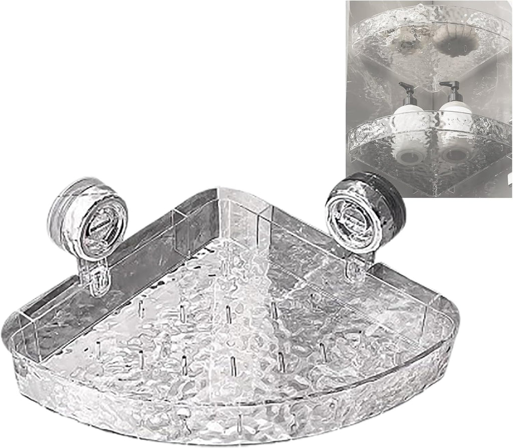 1PC Luxury Style Acrylic Corner Shelf Glacier Pattern Suction Cup