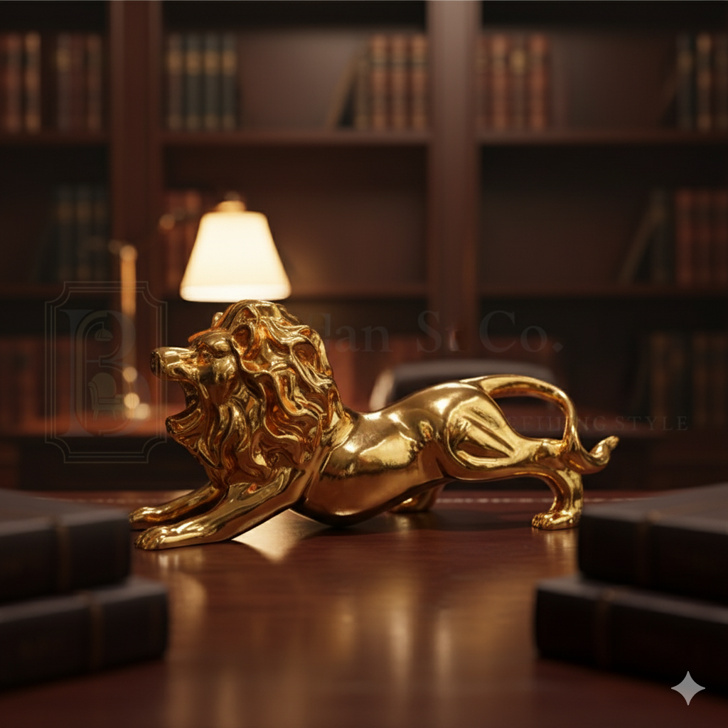 Golden Lion Statue Premium Decor