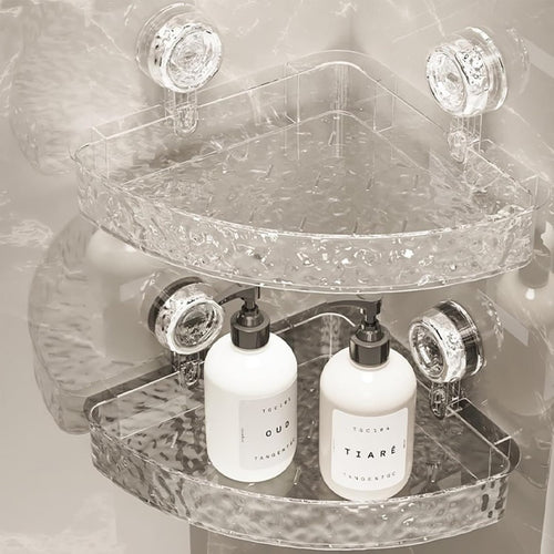 1PC Luxury Style Acrylic Corner Shelf Glacier Pattern Suction Cup