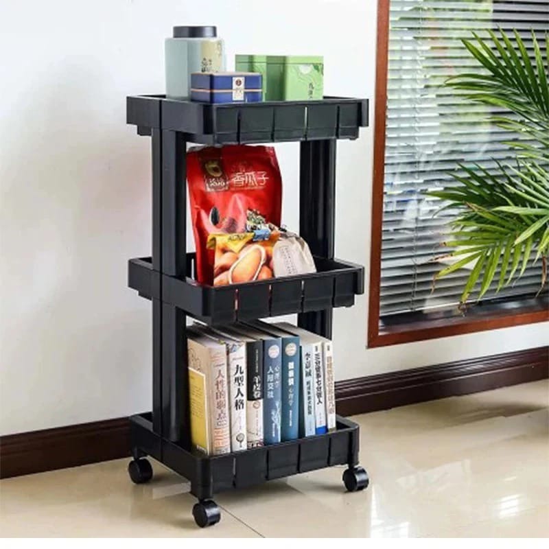 Multipurpose Plastic 3-Tier Storage Adjustable Trolley