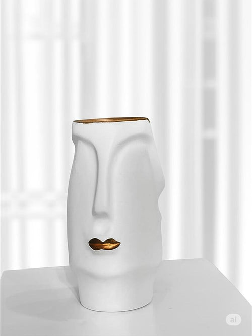 Abstract Two-Faced Ceramic Vase_ Artistic Decor