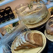 Fancy Bamboo Wooden Base Cake Dish with Acrylic Cover